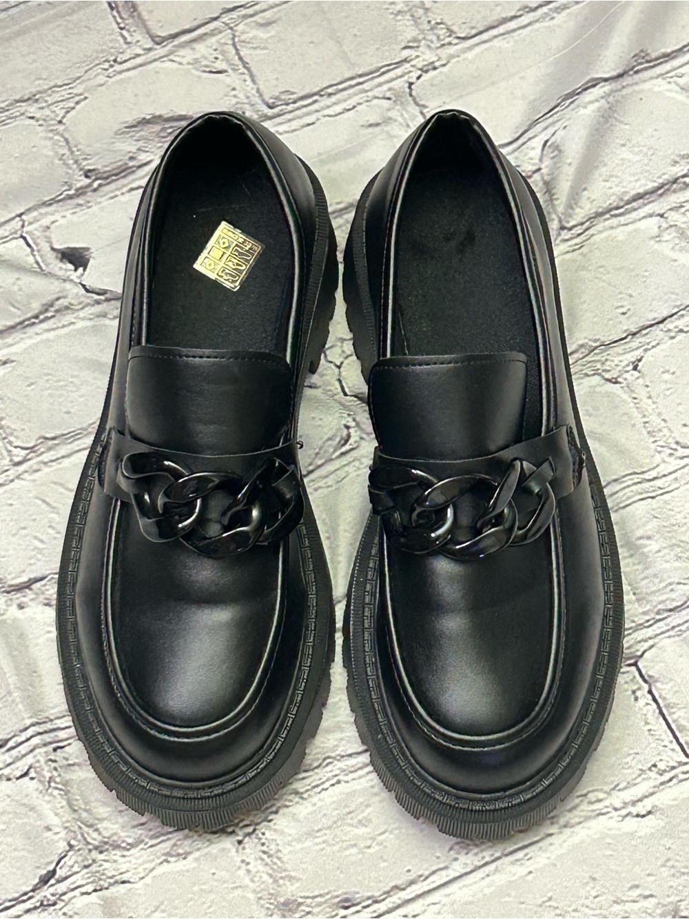 Women's Black Chain-Trim Loafers